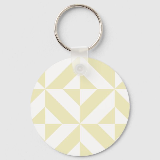 Chaveiro Padrão geométrico Dourado pálido do cubo deco (Frente)