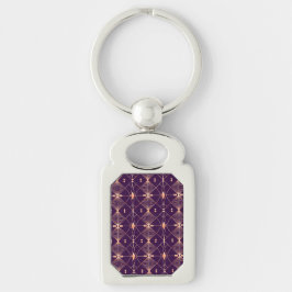 Chaveiro Padrão geométrico elegante com diamante laranja