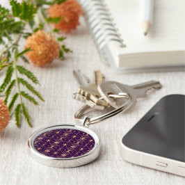 Chaveiro Padrão geométrico elegante com diamante laranja
