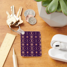Chaveiro Padrão geométrico elegante com diamante laranja