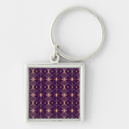 Chaveiro Padrão geométrico elegante com diamante laranja