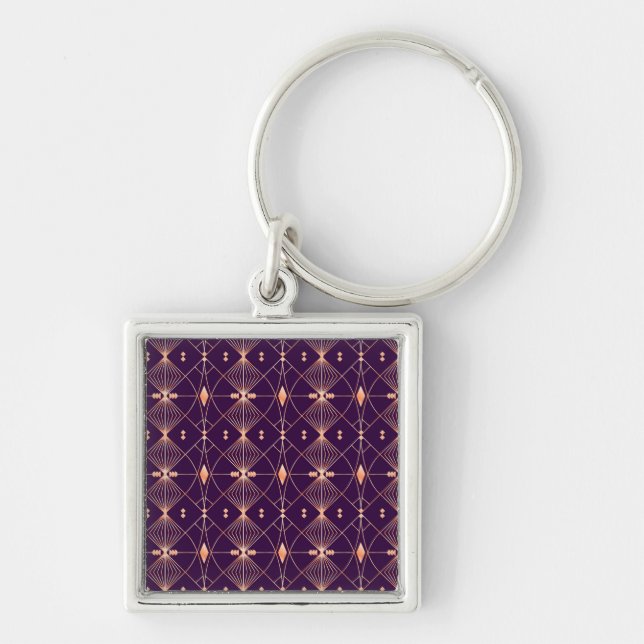 Chaveiro Padrão geométrico elegante com diamante laranja (Frente)