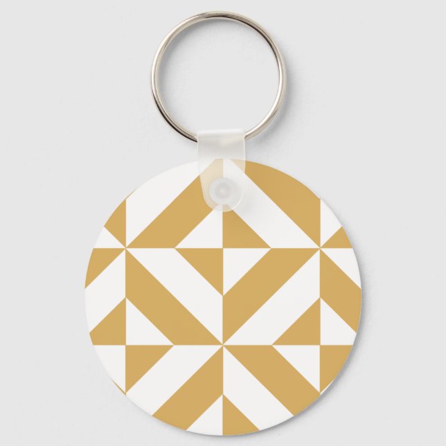 Chaveiro Padrão Legal e Dourado do Cubo de Deco Geométrico (Frente)