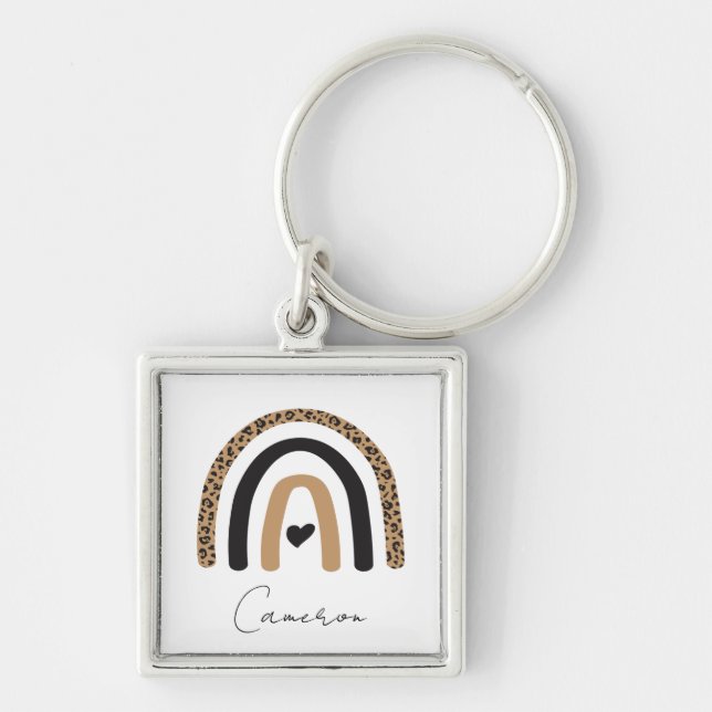 Chaveiro Padrão-Leopardo Cotovelo-Arco-Íris (Frente)