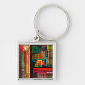 Chaveiro Padrão Moderno de Abstrato de Arte Quadrados Color