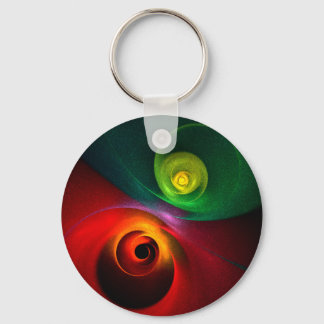 Chaveiro Padrão Moderno de Abstrato de Arte Yin Yang Verde