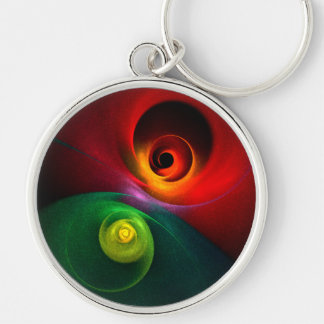 Chaveiro Padrão Moderno de Abstrato de Arte Yin Yang Verde