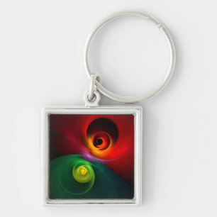 Chaveiro Padrão Moderno de Abstrato de Arte Yin Yang Verde
