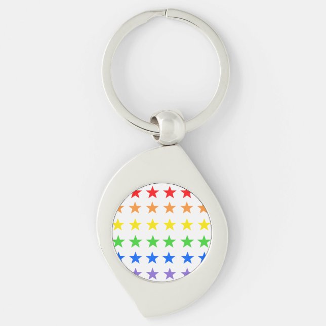 Chaveiro Padrão Moderno de Estrelas Coloridas (Frente)