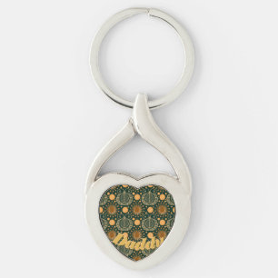 Chaveiro Padrão Ornamental Boho de Ouro Elegante Personaliz