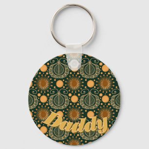 Chaveiro Padrão Ornamental Boho de Ouro Elegante Personaliz