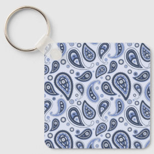 Chaveiro Padrão Paisley Azul