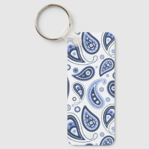 Chaveiro Padrão Paisley Azul
