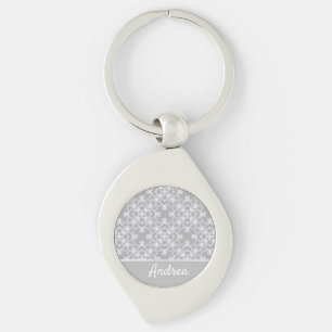 Chaveiro Padrão personalizado branco e cinza