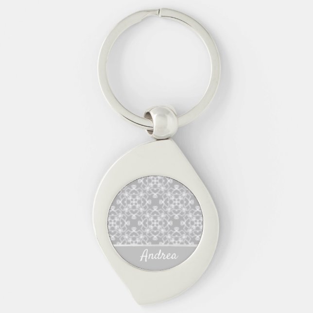 Chaveiro Padrão personalizado branco e cinza (Frente)