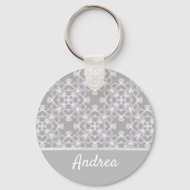 Chaveiro Padrão personalizado branco e cinza (Frente)