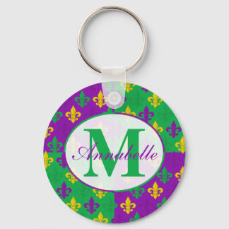 Chaveiro Padrão Personalizado Mardi Gras Fleur de Lis