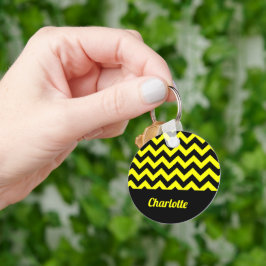 Chaveiro Padrão personalizável de divisa amarelo e preto