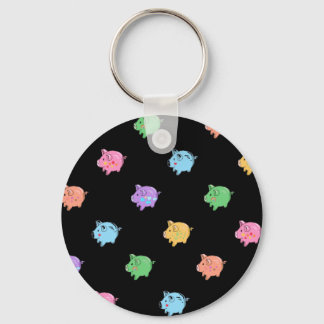 Chaveiro Padrão Rainbow Pig em preto