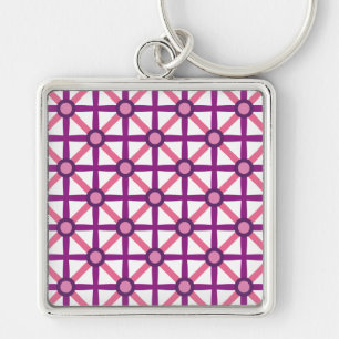 Chaveiro Padrão Rosa e Roxo Funky