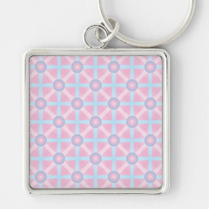 Chaveiro Padrão Rosa Fofo, Roxo e Azul Claro