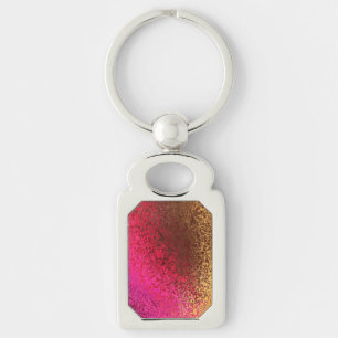 Chaveiro Padrão Rosa Vermelho e Dourado