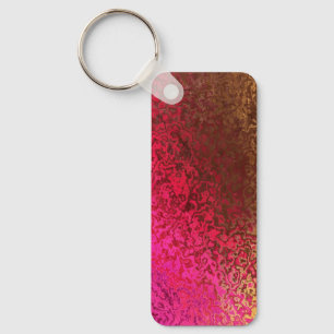 Chaveiro Padrão Rosa, Vermelho e Dourado