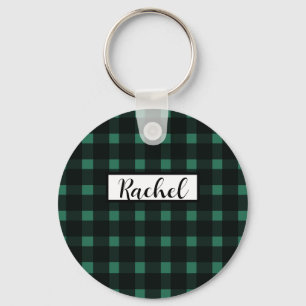 Chaveiro Padrão Rustic Black Gingham Verde