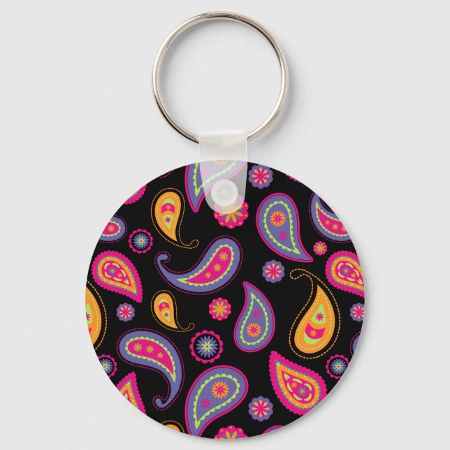 Chaveiro Padrão sem falhas Colorir Paisley (Frente)