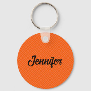 Chaveiro Padrão sem fim geométrico Laranja Lindo e PERSONAL
