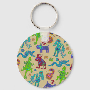 Chaveiro Padrão Tribal Primitivo da Cultura Mexicana Africa