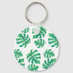 Chaveiro Padrão tropical com folhas de monstera