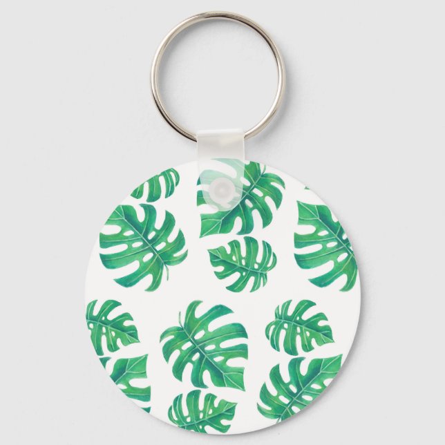 Chaveiro Padrão tropical com folhas de monstera (Frente)