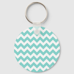 Chaveiro Padrão Turquoise Aqua White Chevron Zig Zag