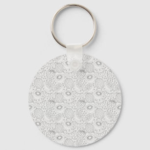 Chaveiro Padrão uniforme de fruta tropical preto e branco