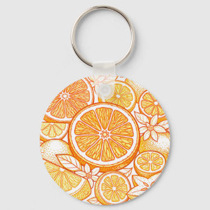 Chaveiro Padrão Vibrante de Laranja em Fatias de Citros