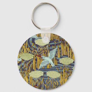 Chaveiro Padrão Vintage Art Nouveau de Pássaro e Pântano