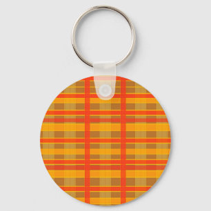 Chaveiro Padrão Xadrez Laranja Vermelho Retro