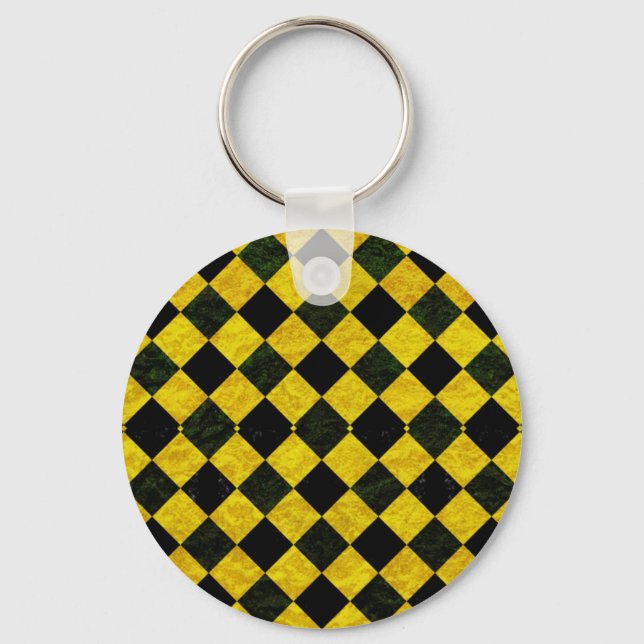 Chaveiro Padrão xadrez preto e amarelo (Frente)