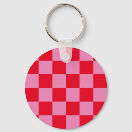 Chaveiro Padrão Xadrez Retro Xadrez Rosa Laranja