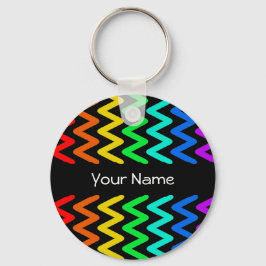 Chaveiro Padrão ZigZag das cores do arco-íris - Nome Chavei