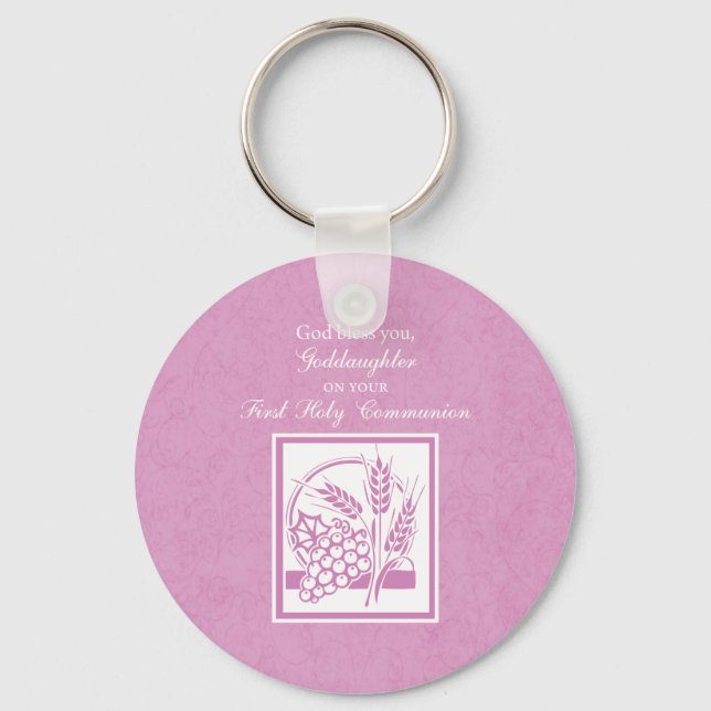 Chaveiro Padrinha Primeira Comunhão, Rosa (Frente)