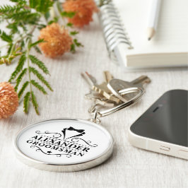 Chaveiro Padrinho de casamento Black Tie Premium Round
