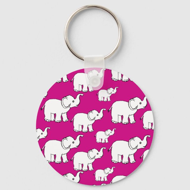Chaveiro Padrões de desenho de elefante, cor-de-rosa, para  (Frente)