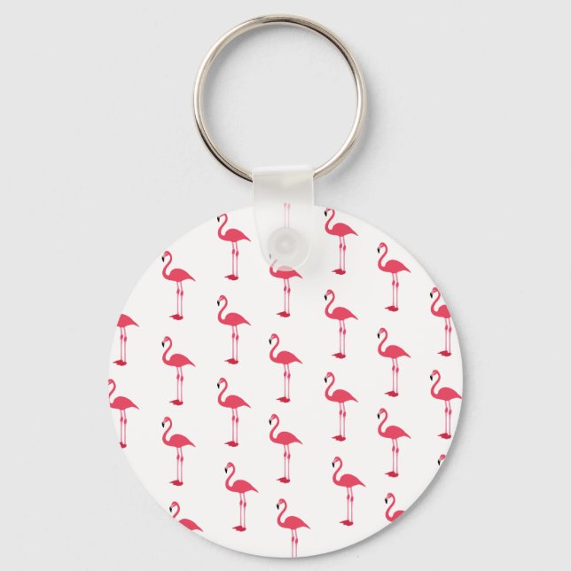 Chaveiro Padrões de Flamingos Minúsculos Rosa (Frente)