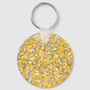 Chaveiro Padrões de flores bonitos do branco do amarelo