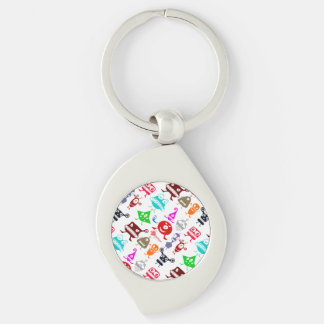 Chaveiro Padrões de monstros engraçados coloridos