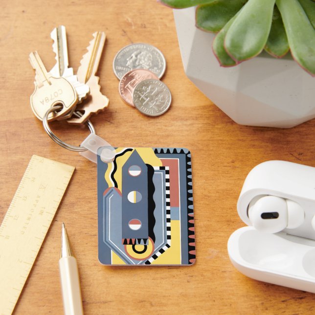 Chaveiro Padrões Geométricos Jazz Pochoir Art Déco Antigo (Mesa)