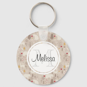 Chaveiro Padrões Nórdicos De Animais De Floresta Cura