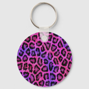 Chaveiro Padrões para peles de leopardo, cor-de-rosa e roxa